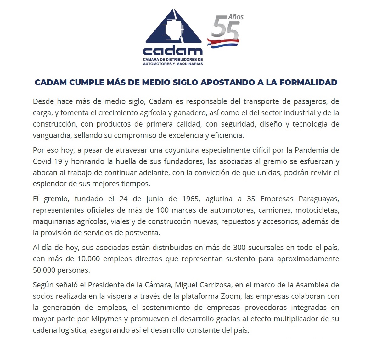 Cadam cumple más de medio siglo apostando a la Formalidad